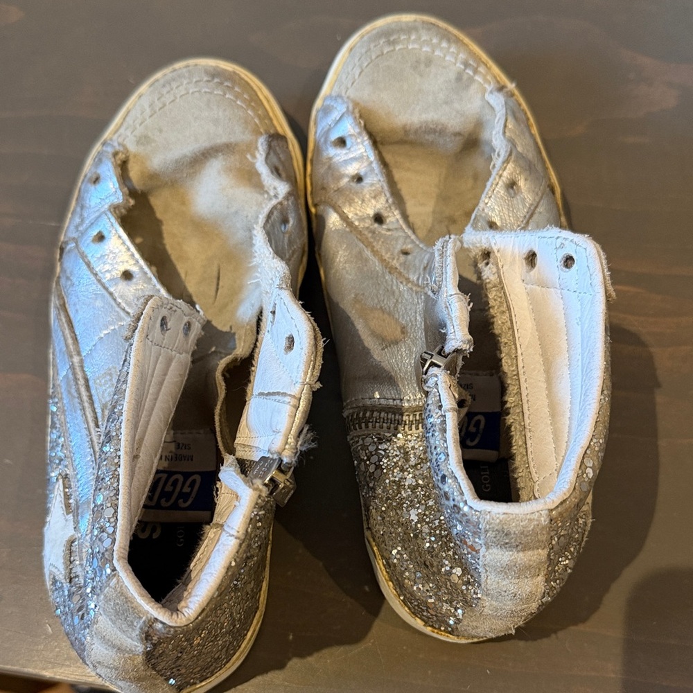 Golden Goose Silver Glitter High-Top Sneakers - Picture 2 of 10